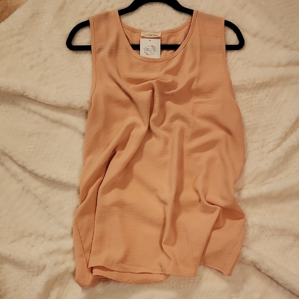 Orange Tank Top Scoop Neck Sleeveless